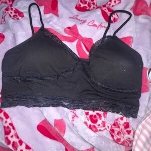 Chic Black Lace Trim Bralette